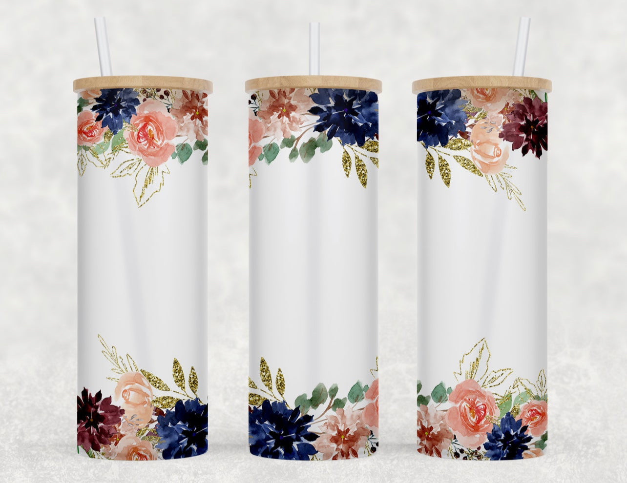 Navy Blue Flower Border