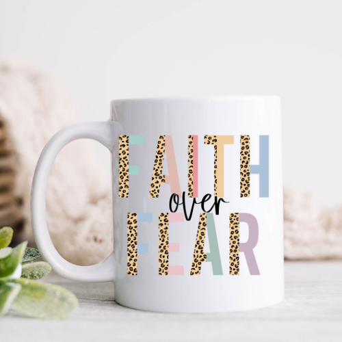 Leopard Faith Over Fear Mug